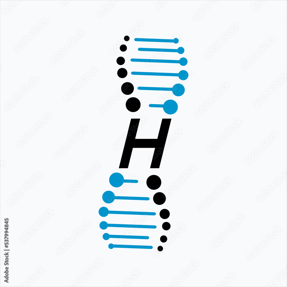 Vector DNA design logo with letter rH Vector DNA design logo with letter rH