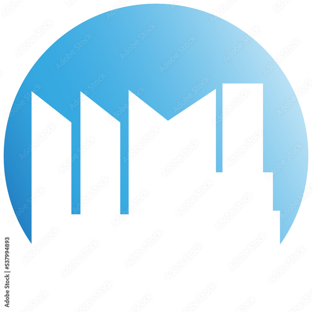 Fototapeta premium city skyscraper in blue circle illustration