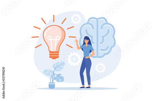 Sharing and search business ideas. collaboration brainstorming and meeting of creative creative people with light bulb ideas. Finding creative solutions to tasks, flat vector modern illustration