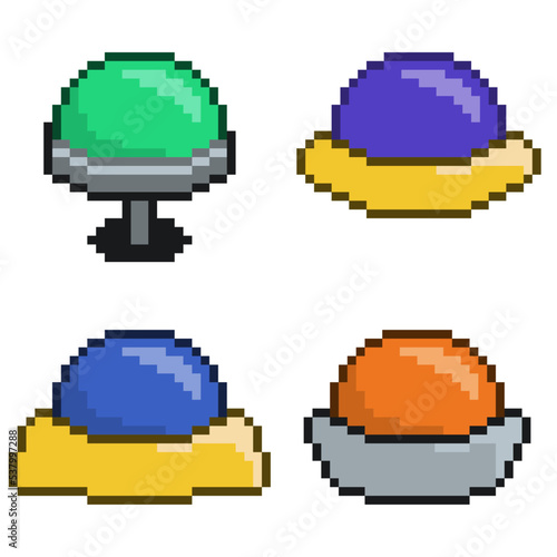 Pixelated Set of Glossy Button, Assorted Colors