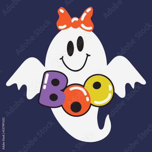 Funny Halloween boo ghost vector cartoon illustration
