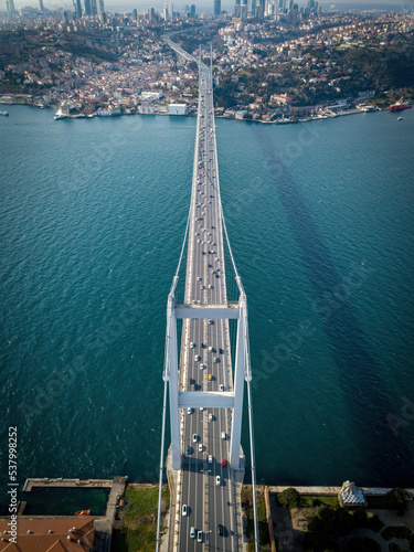 Photography Fantactic aerial views of Istanbul Bosphorus bridge (15 July Martyrs Bridge) (aerial drone photo)