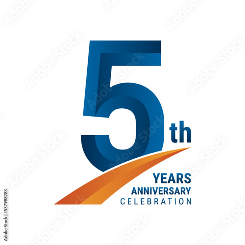 5th Anniversary Logo, Perfect logo design for anniversary celebration, vector illustration photo