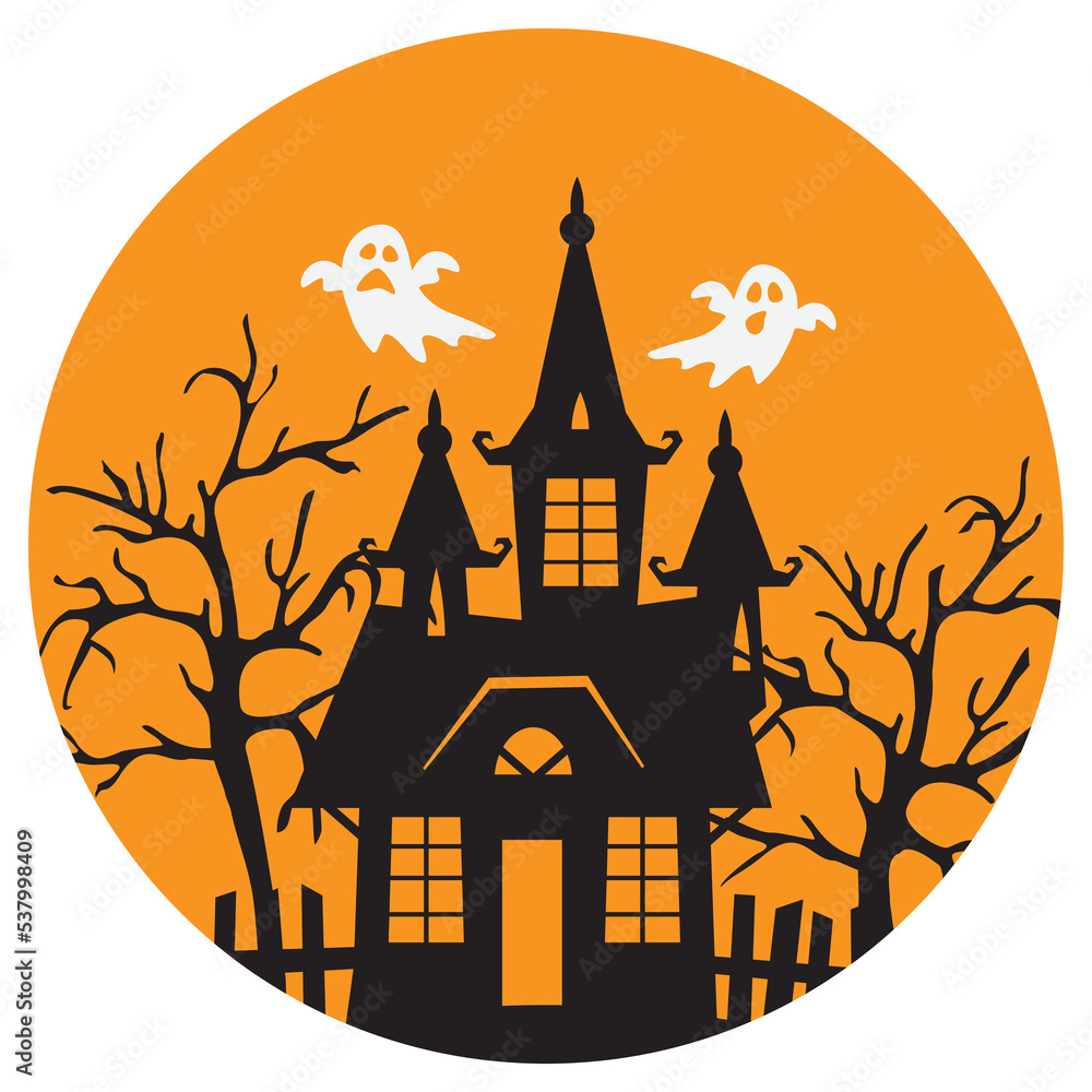 Halloween haunted house vector cartoon illustration