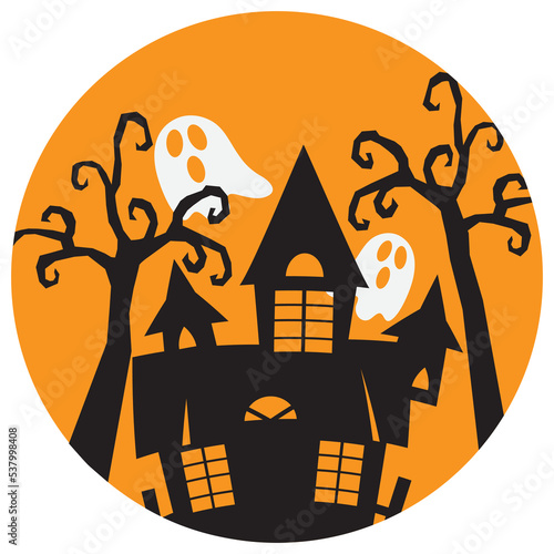 Halloween haunted house vector cartoon illustration