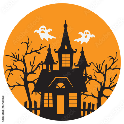Halloween haunted house vector cartoon illustration