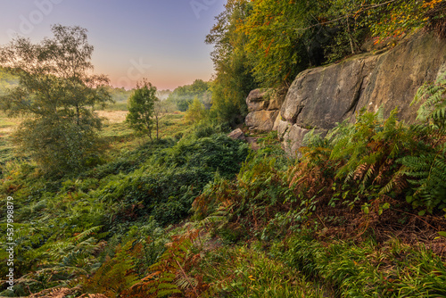 Autumn is coming at Harrisons Rocks on the high weald near Groombridge on the East Sussex Kent border south east England