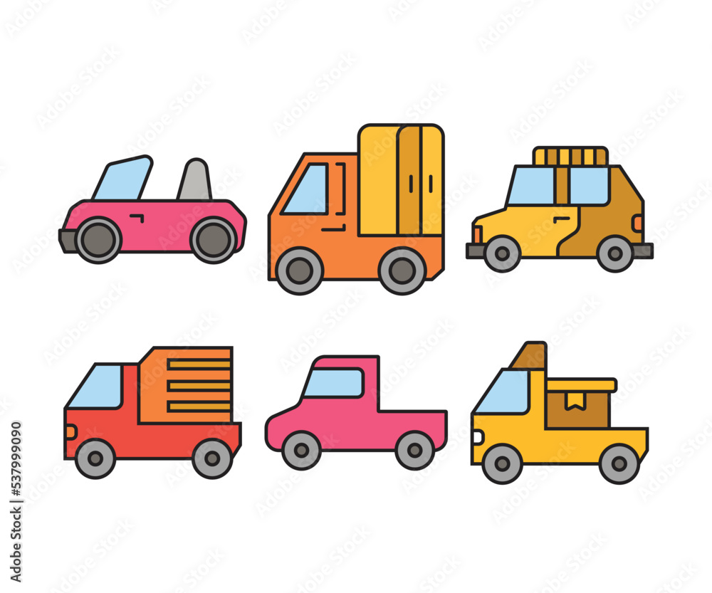 car and transportation icons set vector illustration