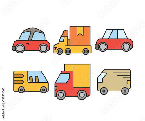 car and transportation icons set vector illustration