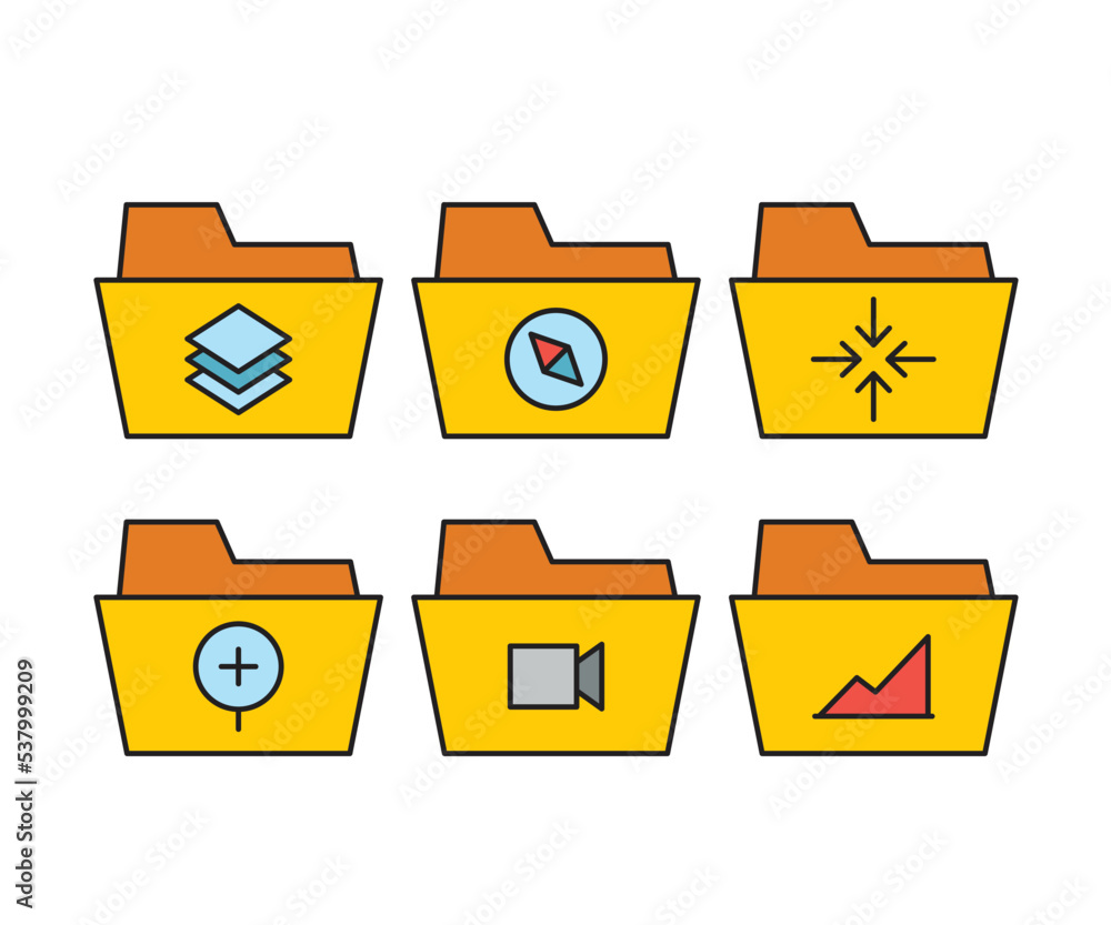 folder and user interface icons vector illustration