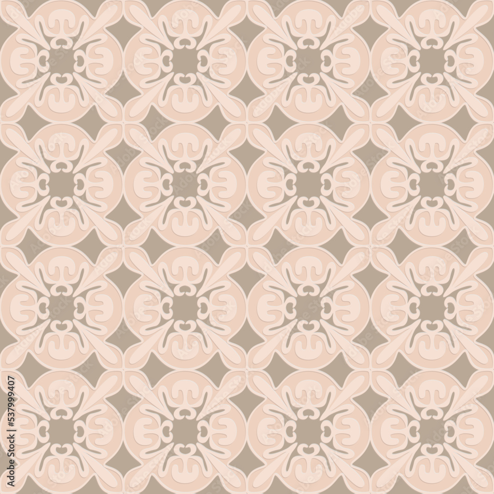 Gray beige carved arabic style seamless pattern for design and decoration