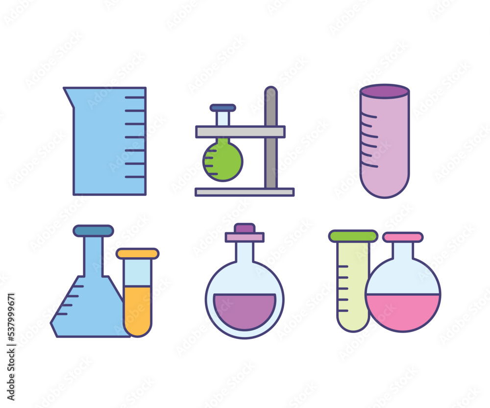 laboratory glassware, test tube and flask icons set laboratory glassware, test tube and flask icons set