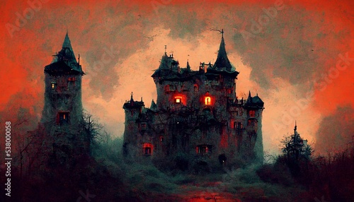 scarey dark castle halloween decoration