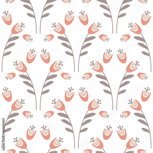 Bluebell flower pattern on white background seamless pattern flower blossom, vector illustration
