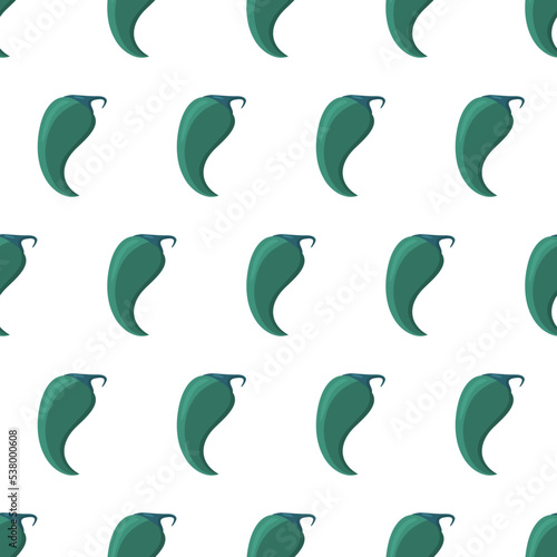 Green jalapeno pepper on white background seamless pattern, bright cheerful background for textile