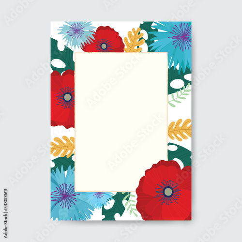 Square frame made of flowers.