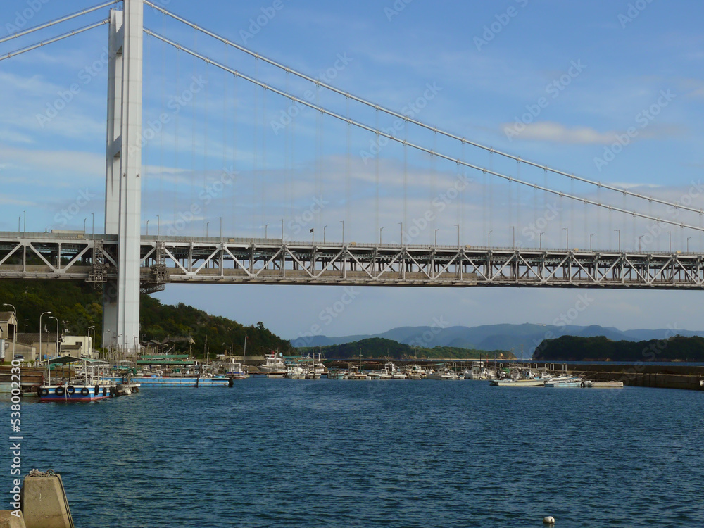 漁港と瀬戸大橋。
Japanese big bridge connecting
mainland and Shikoku island.
Okayama pref, West Japan. 漁港と瀬戸大橋。
Japanese big bridge connecting
mainland and Shikoku island.
Okayama pref, West Japan.