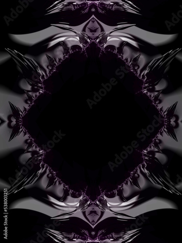 Black background frame, black and gray gradient. Fluid oil texture on black background, copy space.