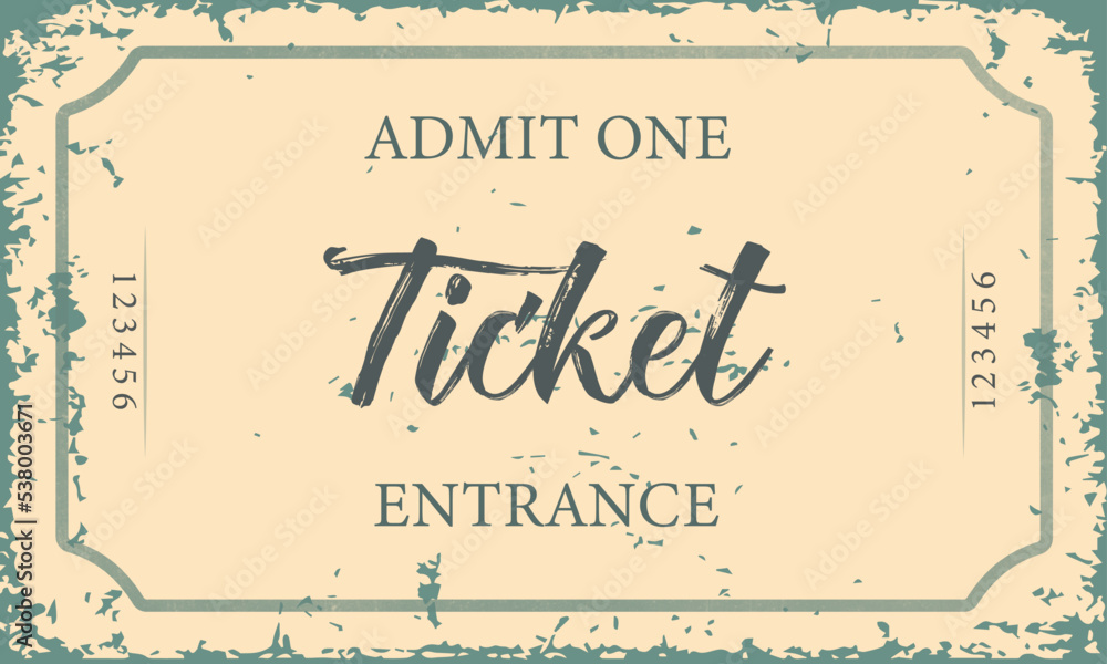 Entrance ticket. Retro style Entrance ticket. Retro style
