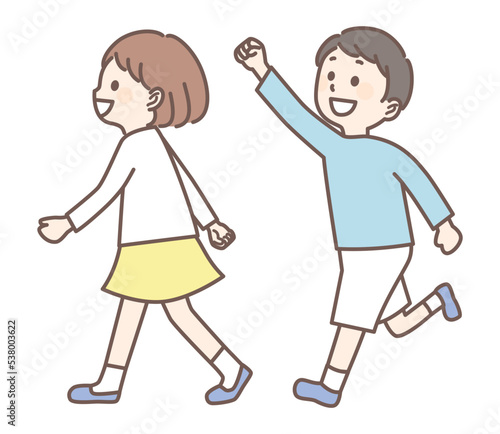 simple illustration of walking people