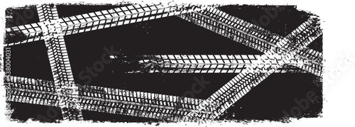 Vector Print Textured Tire Track . Design Element . Car tread silhouette . Mud splash grunge texture. 
