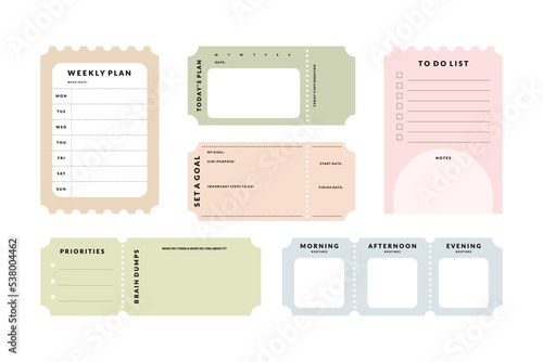 Printable Vector Notepad Template Collection with Daily Planner, Weekly Planner, Monthly Planner, Yearly Planner, Habit Tracker for Journaling