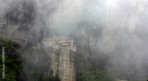 Kloster von Rousanou im Nebel, Meteora, Griechenland // Monastery of Rousanou in the fog, Meteora, Greece photo