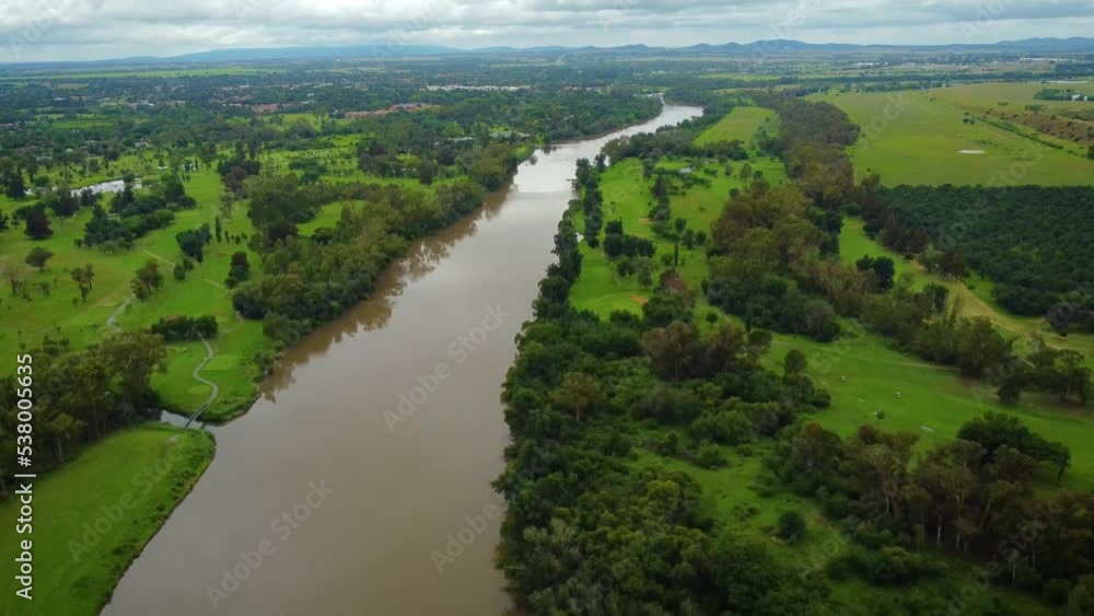 Beautiful aerial view of the greenery around the Vaal River, Gauteng, South Africa Beautiful aerial view of the greenery around the Vaal River, Gauteng, South Africa
