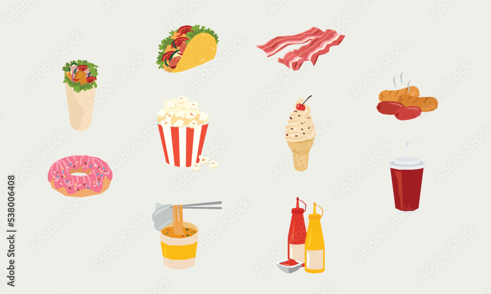 Fast Food vector in flat design Fast Food vector in flat design