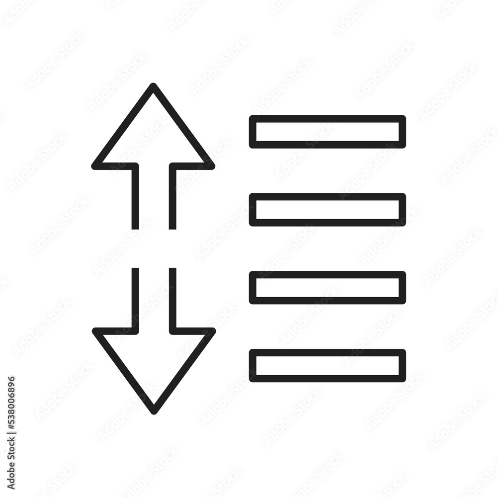 Sort down and up arrows icon design. isolated on white background. vector illustration Sort down and up arrows icon design. isolated on white background. vector illustration