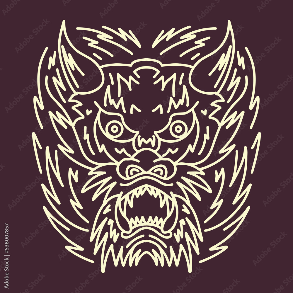 dragon illustration Monoline Vector Logo, mascot vintage badge, creative emblem Design For Business