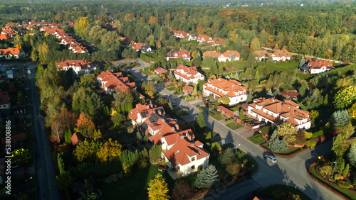 Obraz na płótnie Aerial view of the city suburb close to capital of Poland, Warsaw