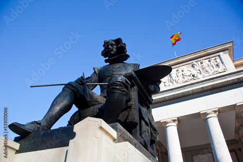 Velazquez statue outside the Prado Museum in Madrid photo