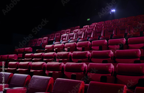 Cinema red seats in a movie theater