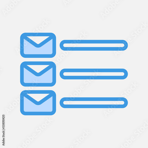 Email list icon in blue style, use for website mobile app presentation