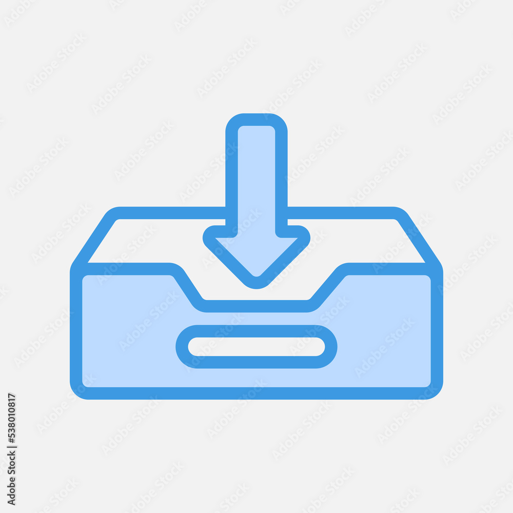 Inbox icon in blue style about email, use for website mobile app presentation Inbox icon in blue style about email, use for website mobile app presentation