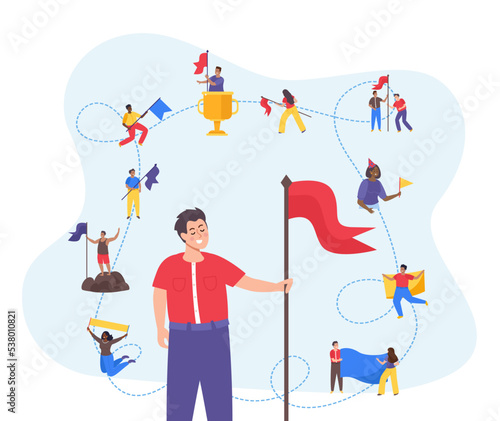 People Holding Flags Composition