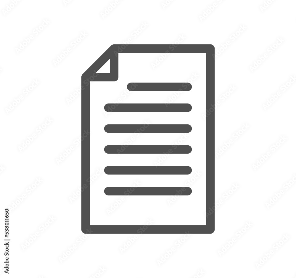 Document icon outline and linear vector. Document icon outline and linear vector.
