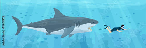 Shark Behind Diver Composition