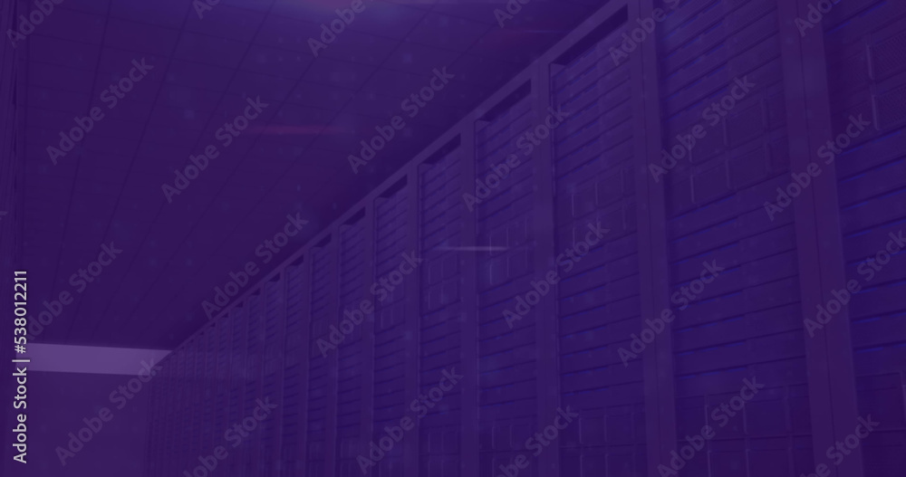 Obraz premium Composition of light trails over server room