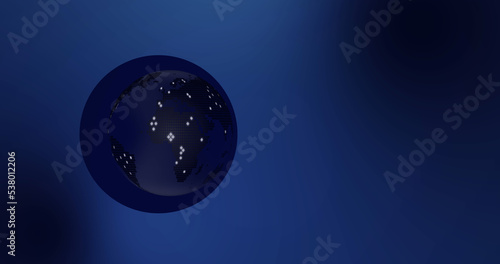 Composition of globe on black background