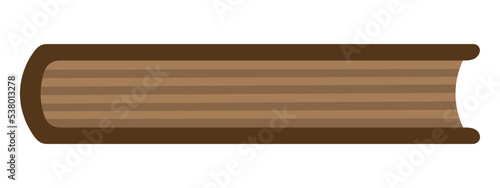 Book. Bottom view. Color vector illustration. Brown cover. School textbook in closed position. Flat style. Isolated background. School theme. Illustration for web design.