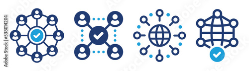 Interconnected icon set. Social networking interconnection symbol. Communication Concept. photo