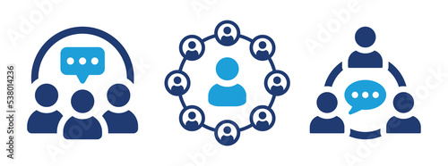 Social circle icon set. Group communication and social network symbol. Vector illustration.