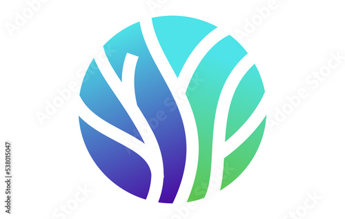 Abstract Tree Branch in Circle Logo Design