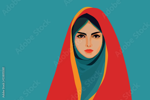 Iran protesting against the hijab. Young Muslim girl with a proud look.
