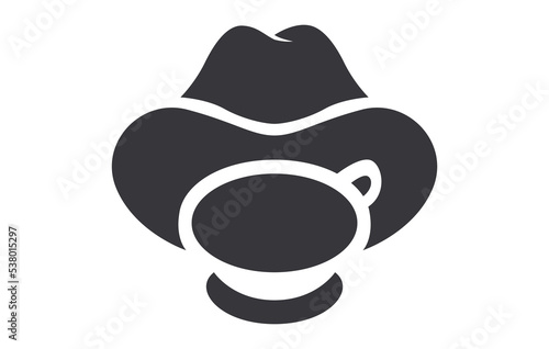 Coffee Tea Cowboy hat Logo Design Template