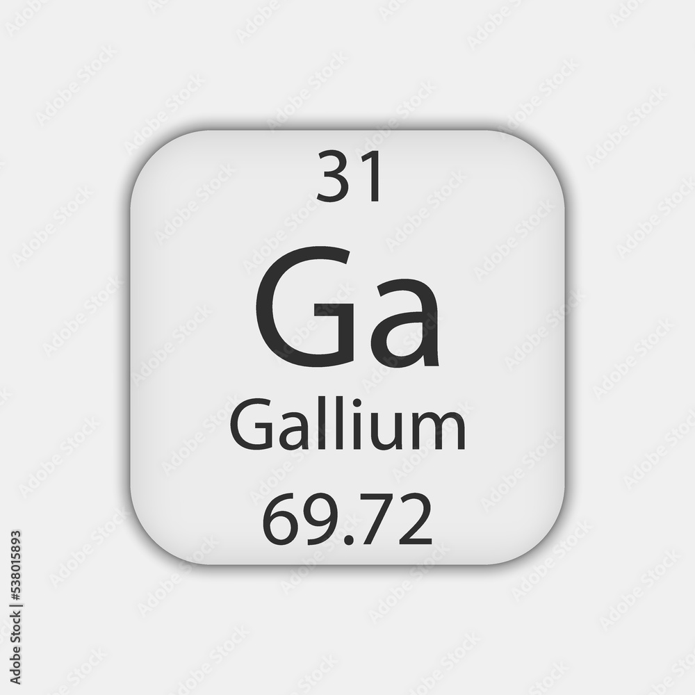 Gallium symbol. Chemical element of the periodic table. Vector illustration. Gallium symbol. Chemical element of the periodic table. Vector illustration.