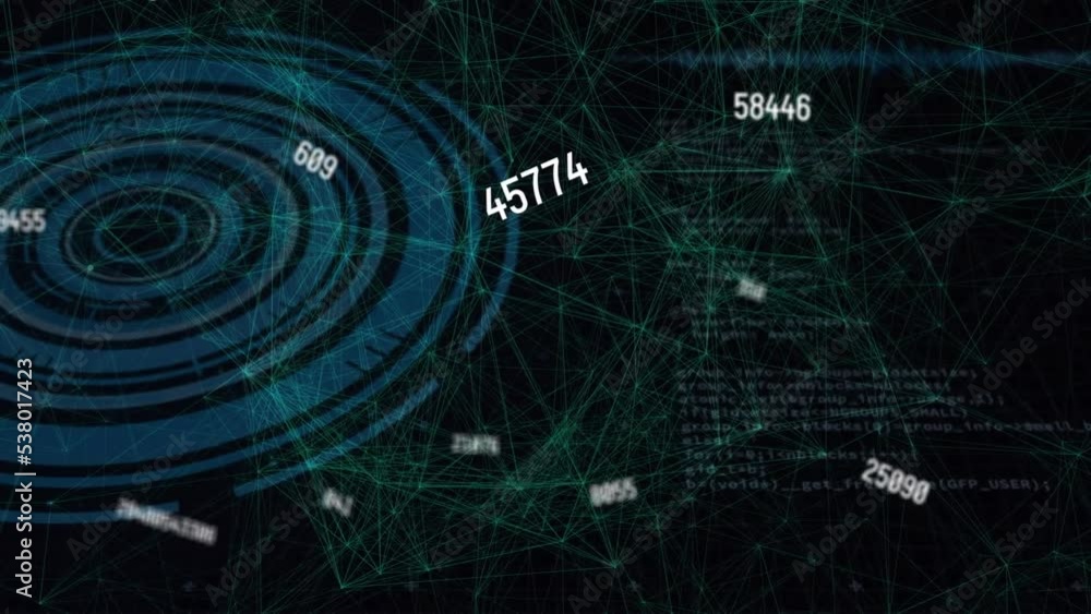 Animation of numbers and data processing over scope and connections Animation of numbers and data processing over scope and connections
