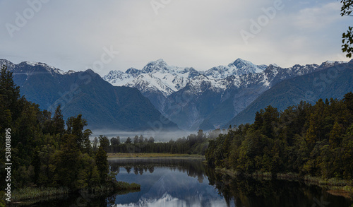 Fox Glacier reflection in New Zealand, South Island